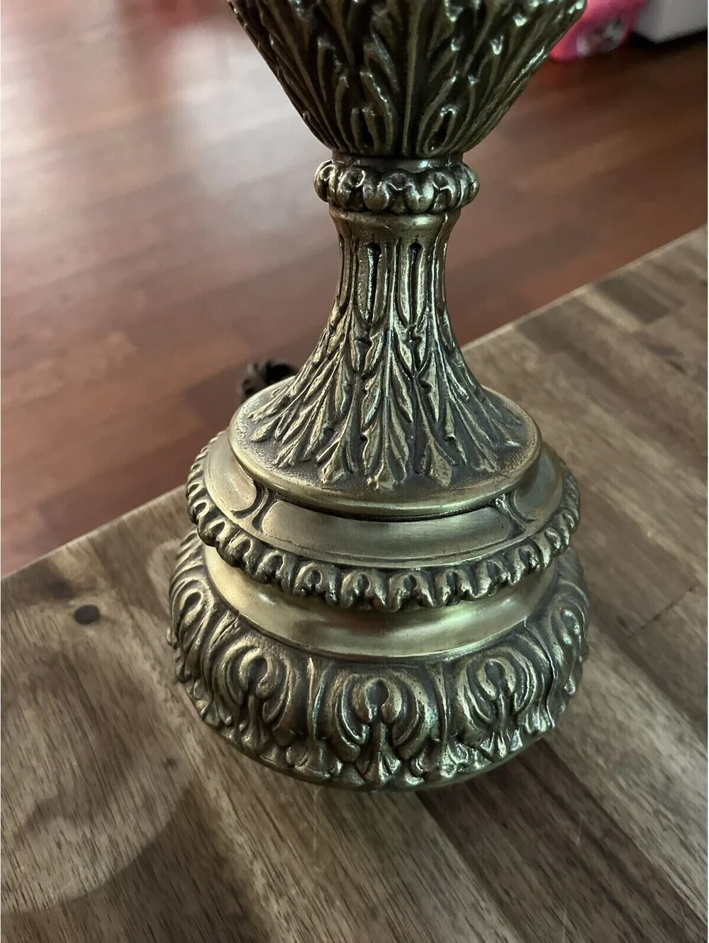 Brass Rams' Heads Table Lamp Urn Style Hollywood Regency Vintage